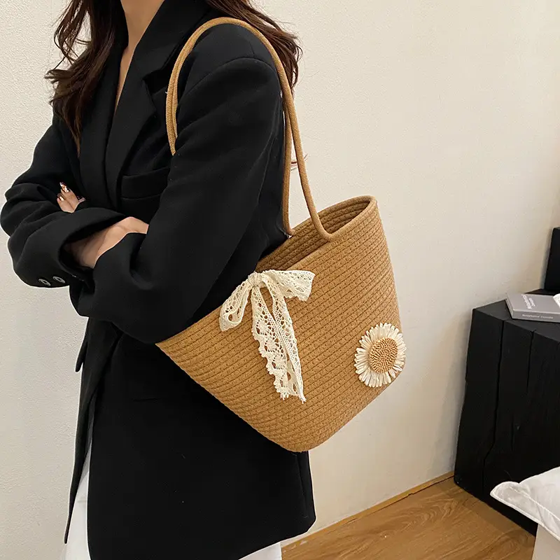 Women Straw Tote Bag Large Capacity Spring Summer 2025 - Image 5