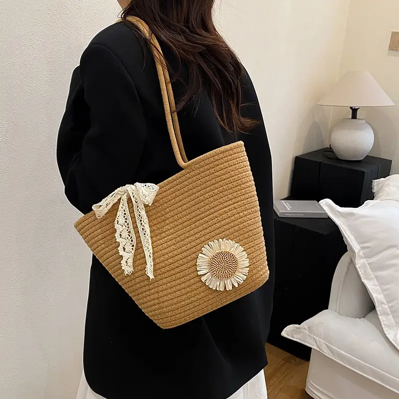 Women Straw Tote Bag Large Capacity Spring Summer 2025 - Image 6