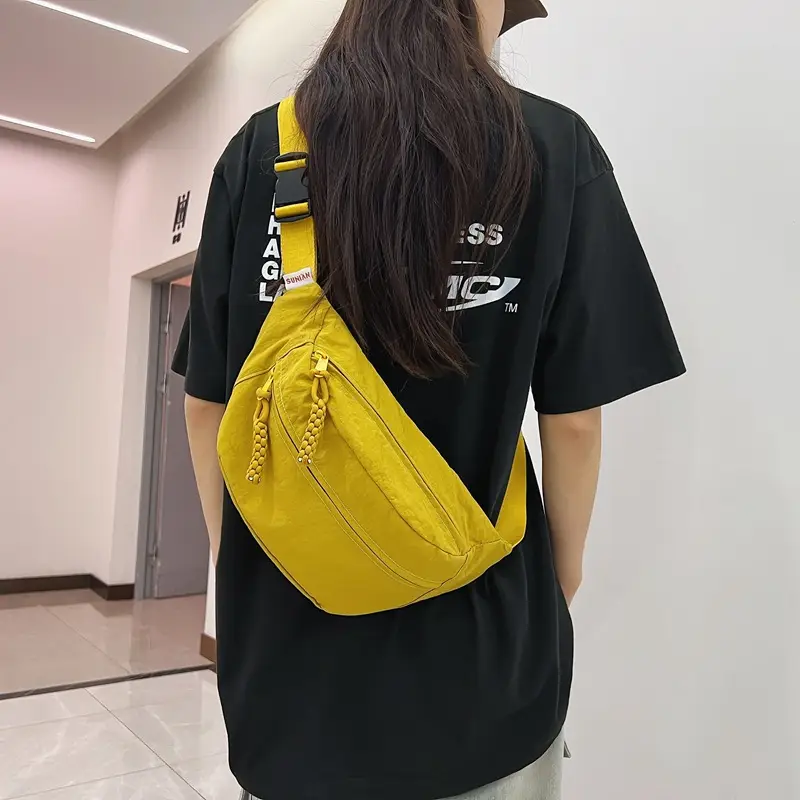 Couple Chest Bag Green White Large Capacity Shoulder Bag - Image 8