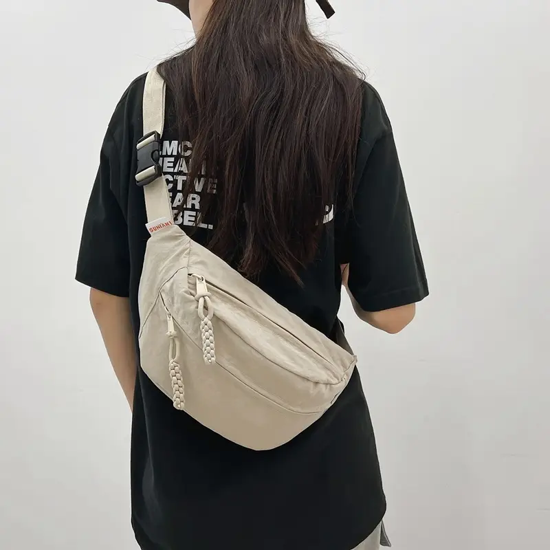 Couple Chest Bag Green White Large Capacity Shoulder Bag - Image 9