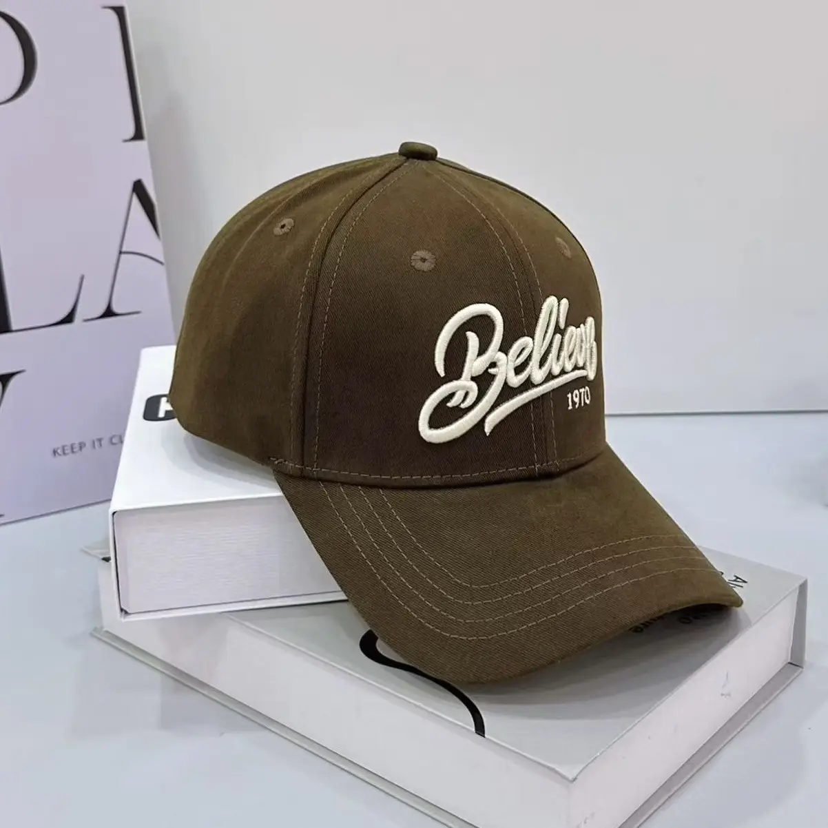 Black Embroidered Baseball Cap for Women 1970 - Image 4