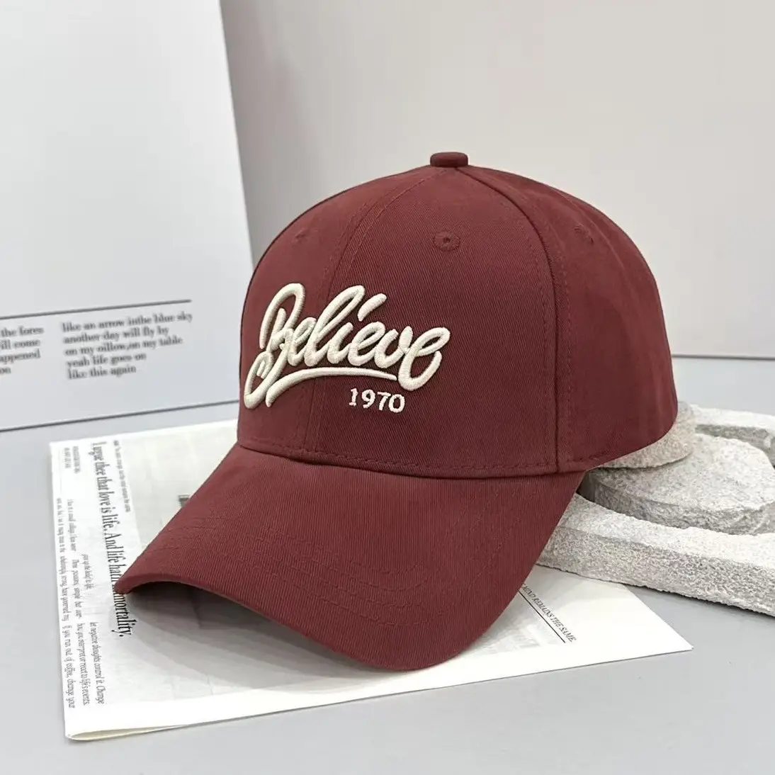 Black Embroidered Baseball Cap for Women 1970 - Image 5