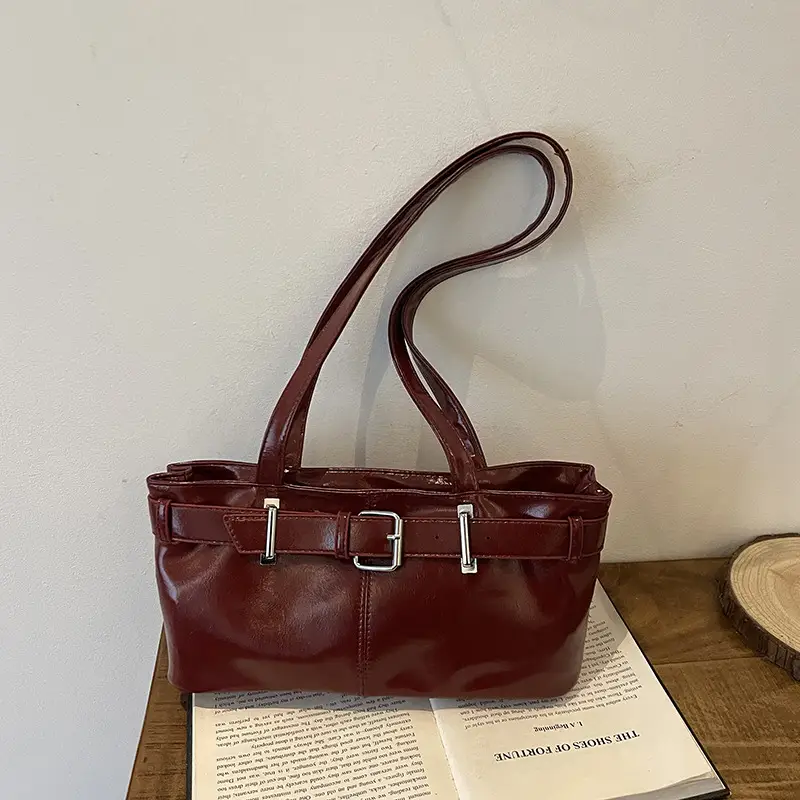 Women's Western Style Shoulder Bag Maroon Leather 2025 - Image 5