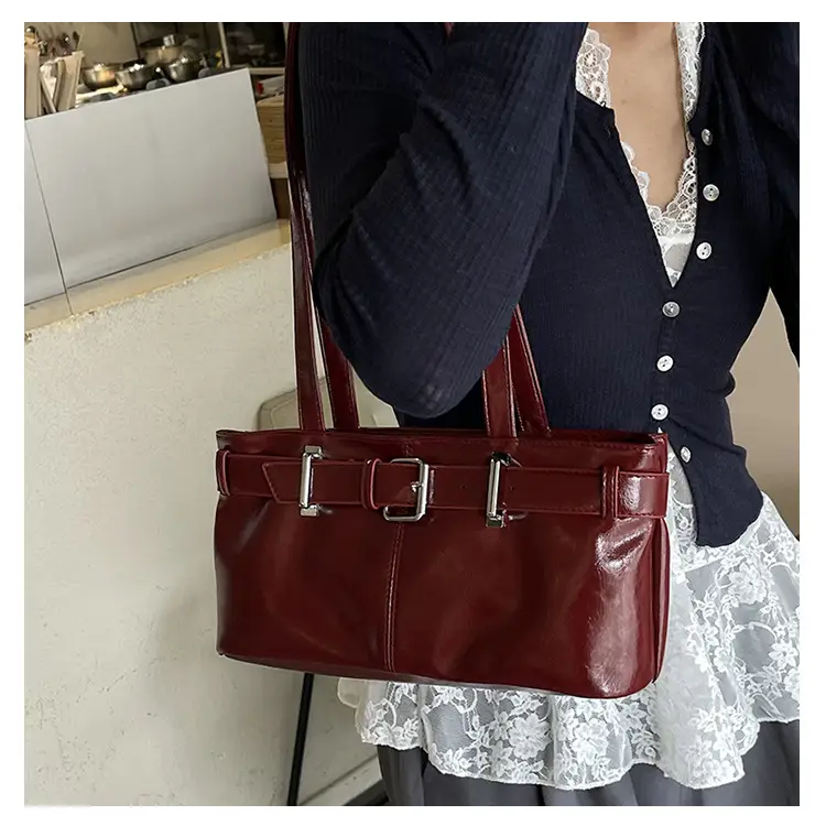 Women's Western Style Shoulder Bag Maroon Leather 2025 — feature 19