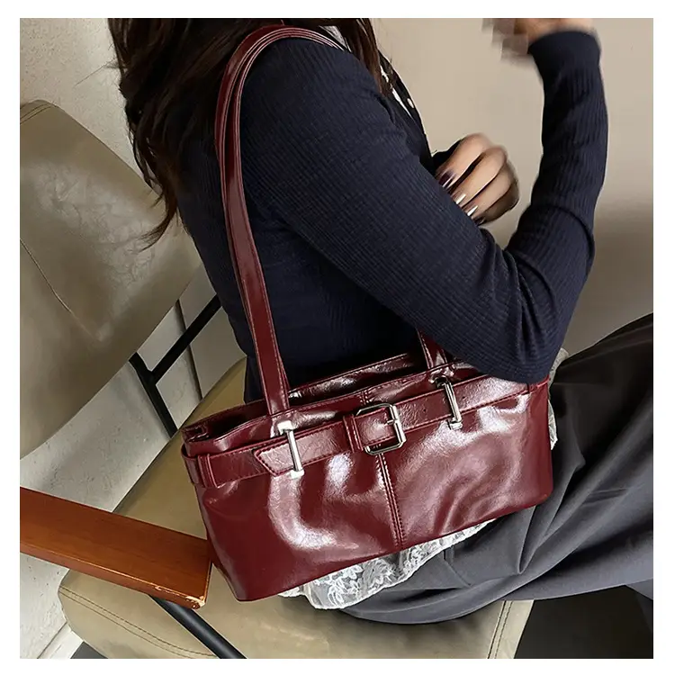 Women's Western Style Shoulder Bag Maroon Leather 2025 — feature 22