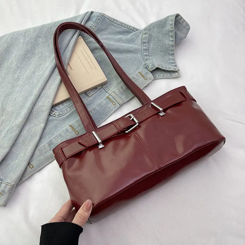 Women's Western Style Shoulder Bag Maroon Leather 2025 - Image 4
