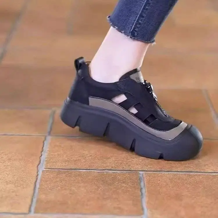 Women's Blue Grey Thick Strap Sandals Summer — feature 6