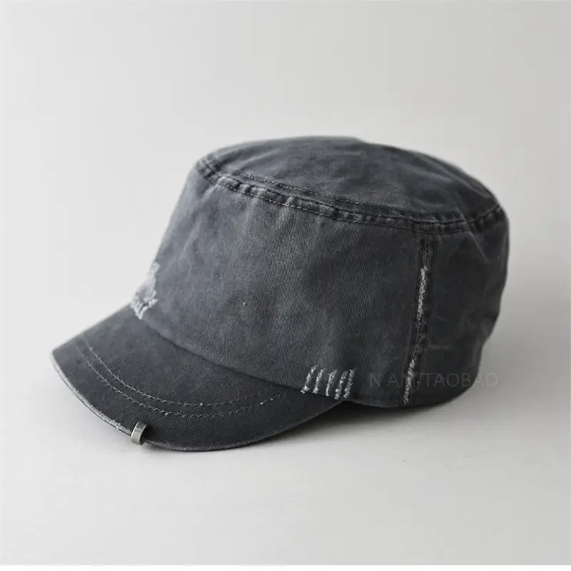 Women's Beige Flat Cap with Embroidered Design - Image 8