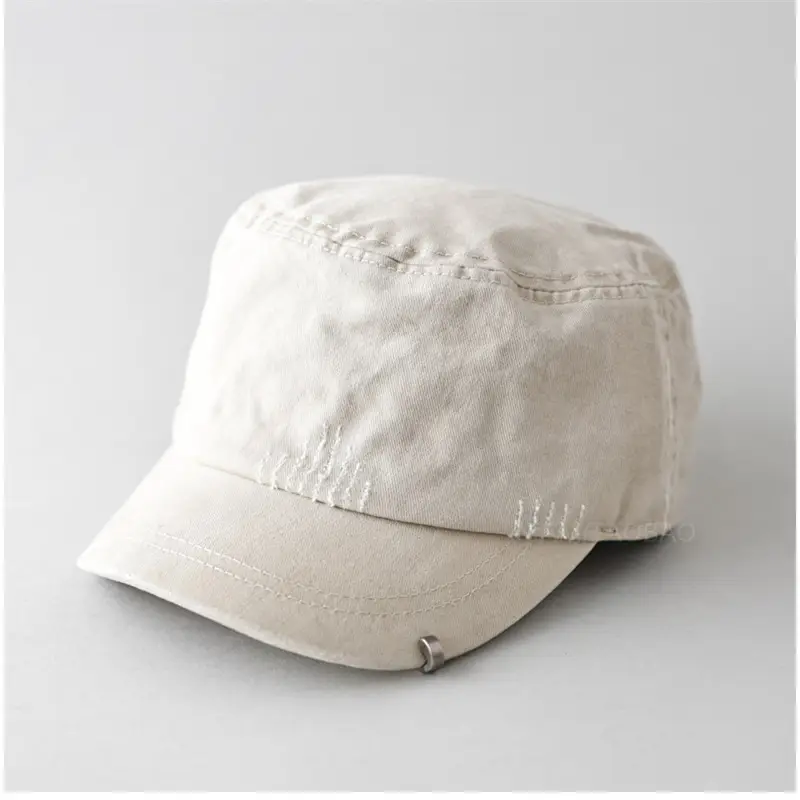 Women's Beige Flat Cap with Embroidered Design - Image 2
