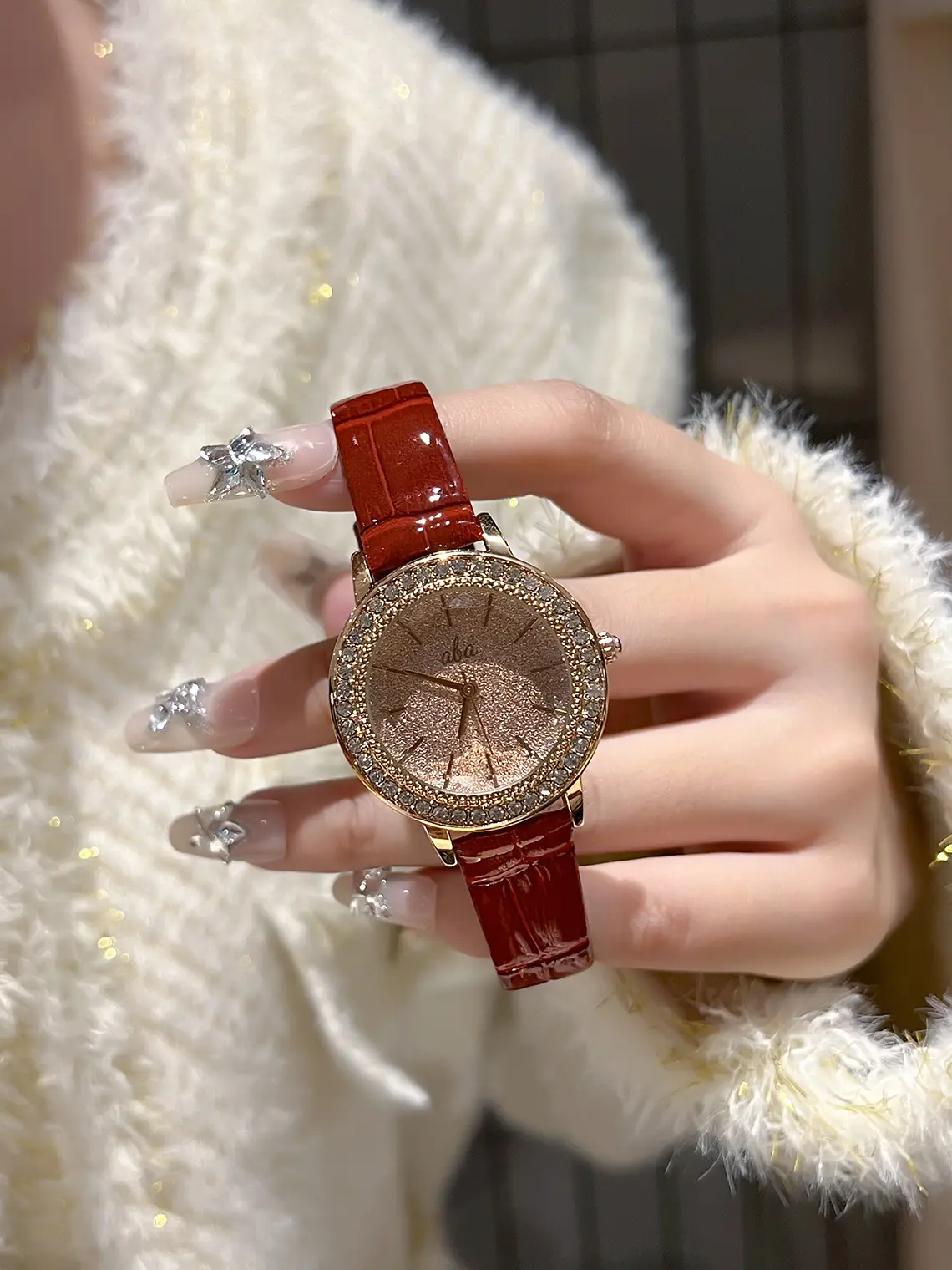 Gold Rhinestone Ladies Wrist Watch Waterproof Quartz — feature 6