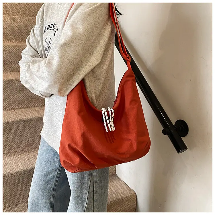 New Artistic Women's Shoulder Crossbody Tote Bag Red Nylon Large Capacity — feature 20