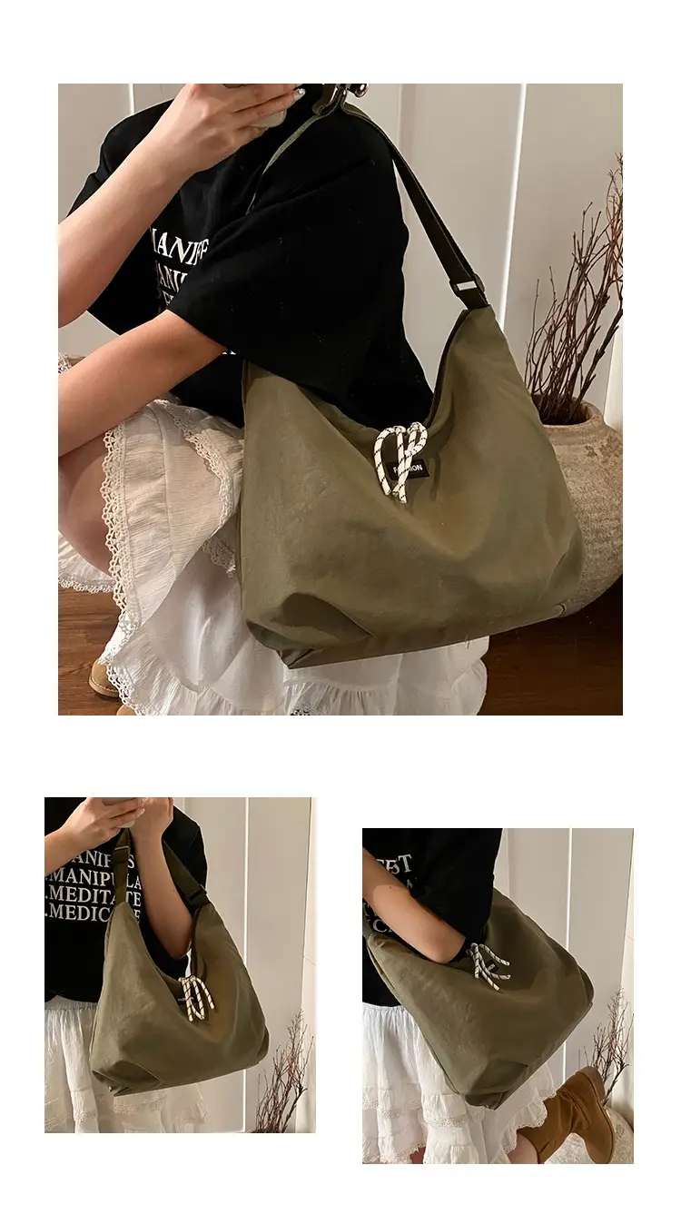 New Artistic Women's Shoulder Crossbody Tote Bag Red Nylon Large Capacity — feature 30