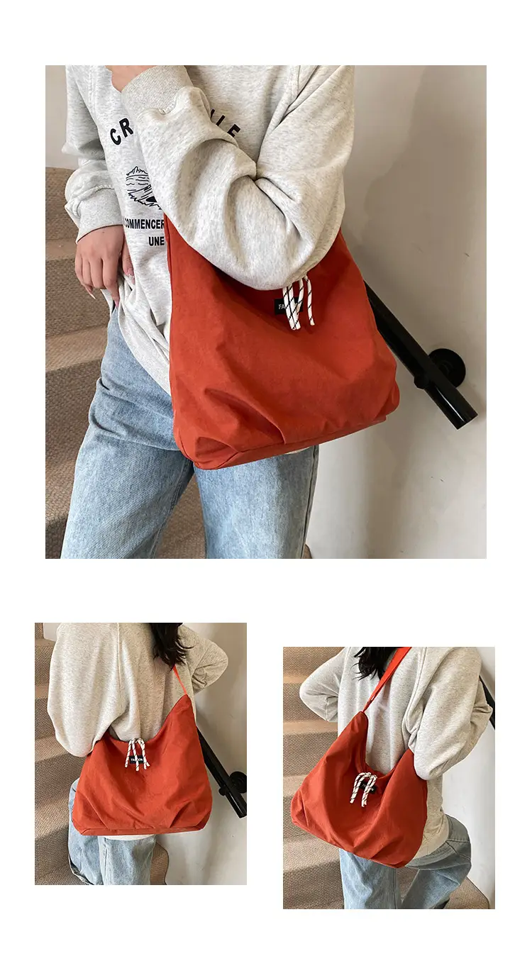 New Artistic Women's Shoulder Crossbody Tote Bag Red Nylon Large Capacity — feature 31
