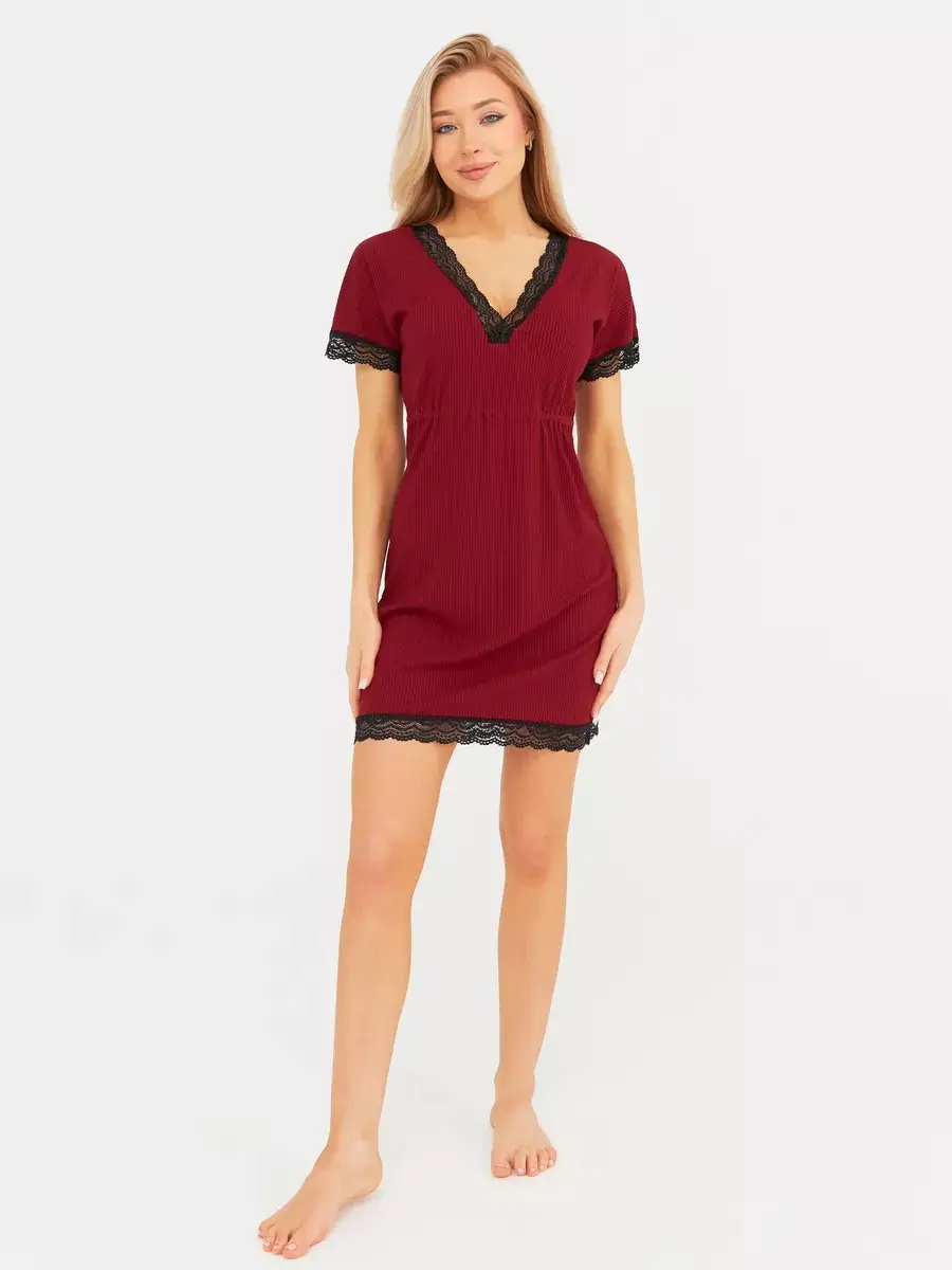 Black Lace Short Sleeve Pajama for Women - Image 4