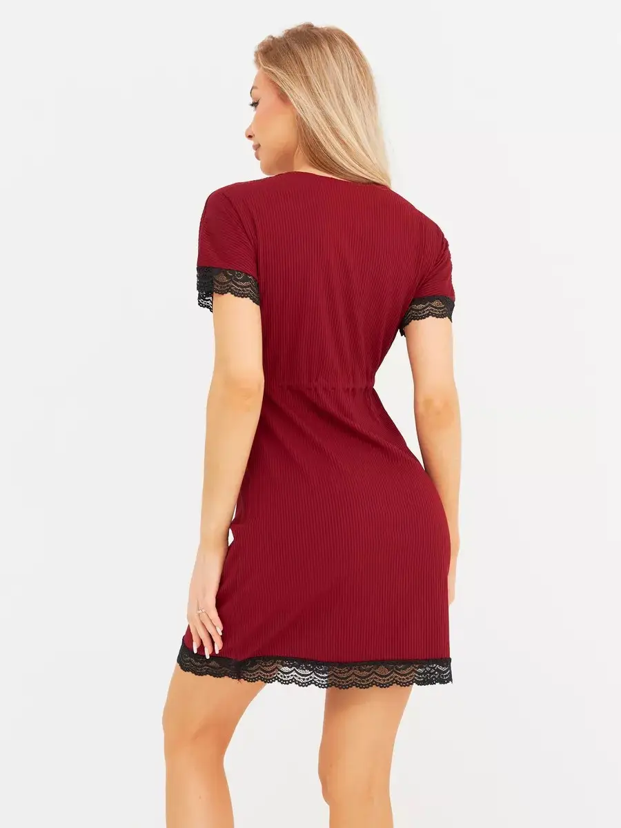 Black Lace Short Sleeve Pajama for Women — feature 8