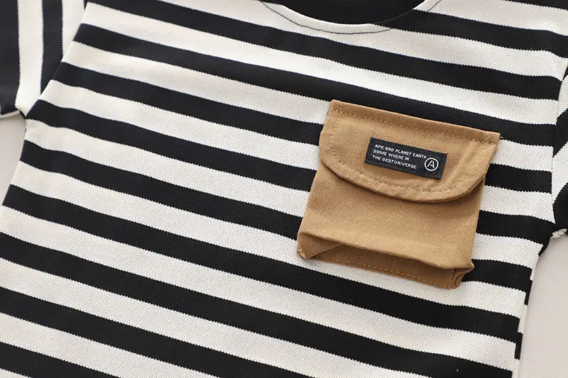 Boys Striped T-Shirt Shorts 2Pc Set Small Medium — feature 10