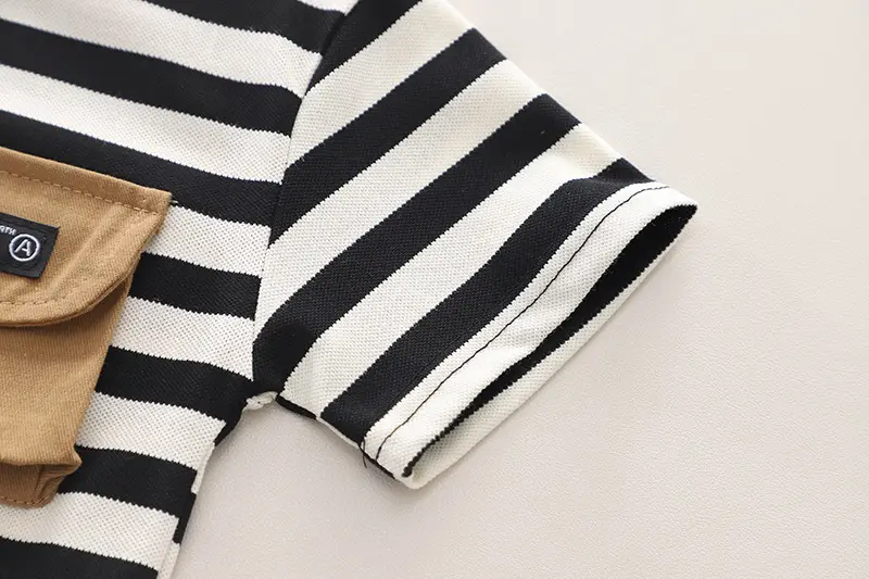 Boys Striped T-Shirt Shorts 2Pc Set Small Medium — feature 9