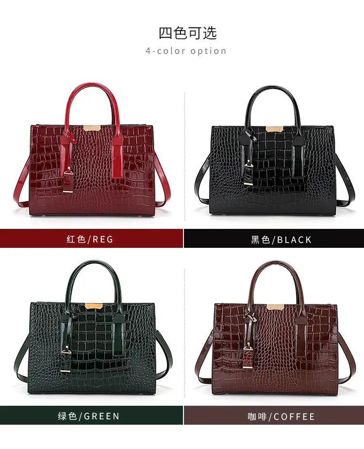 Black Croc Leather Shoulder Bag for Women — feature 10