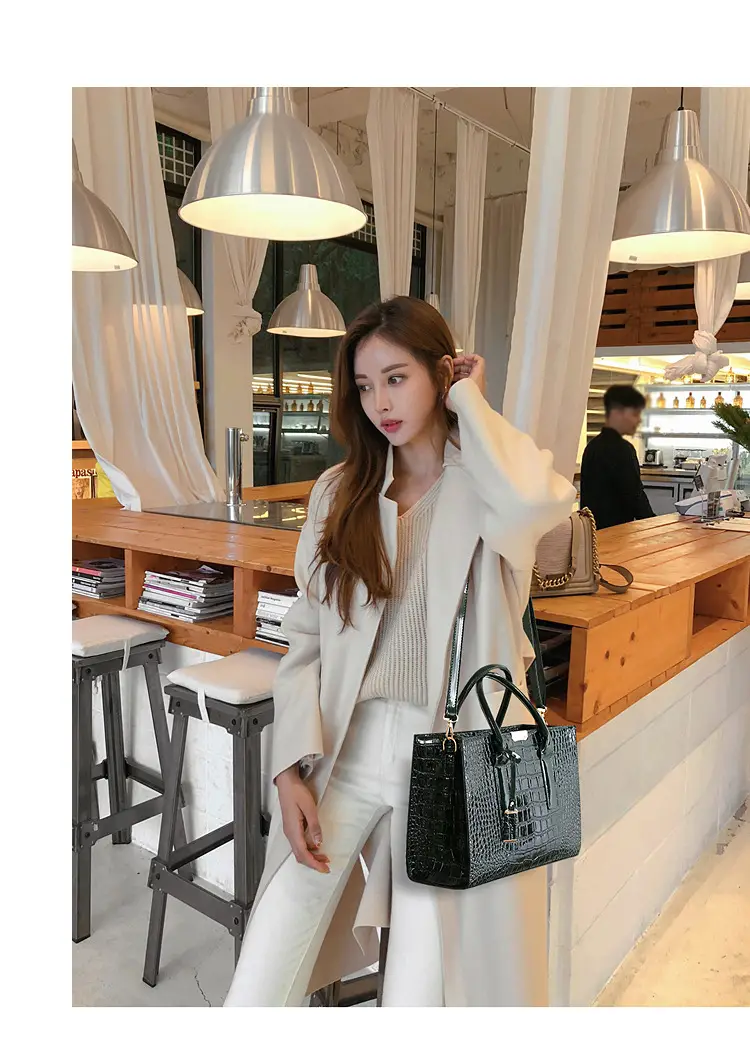 Black Croc Leather Shoulder Bag for Women — feature 12