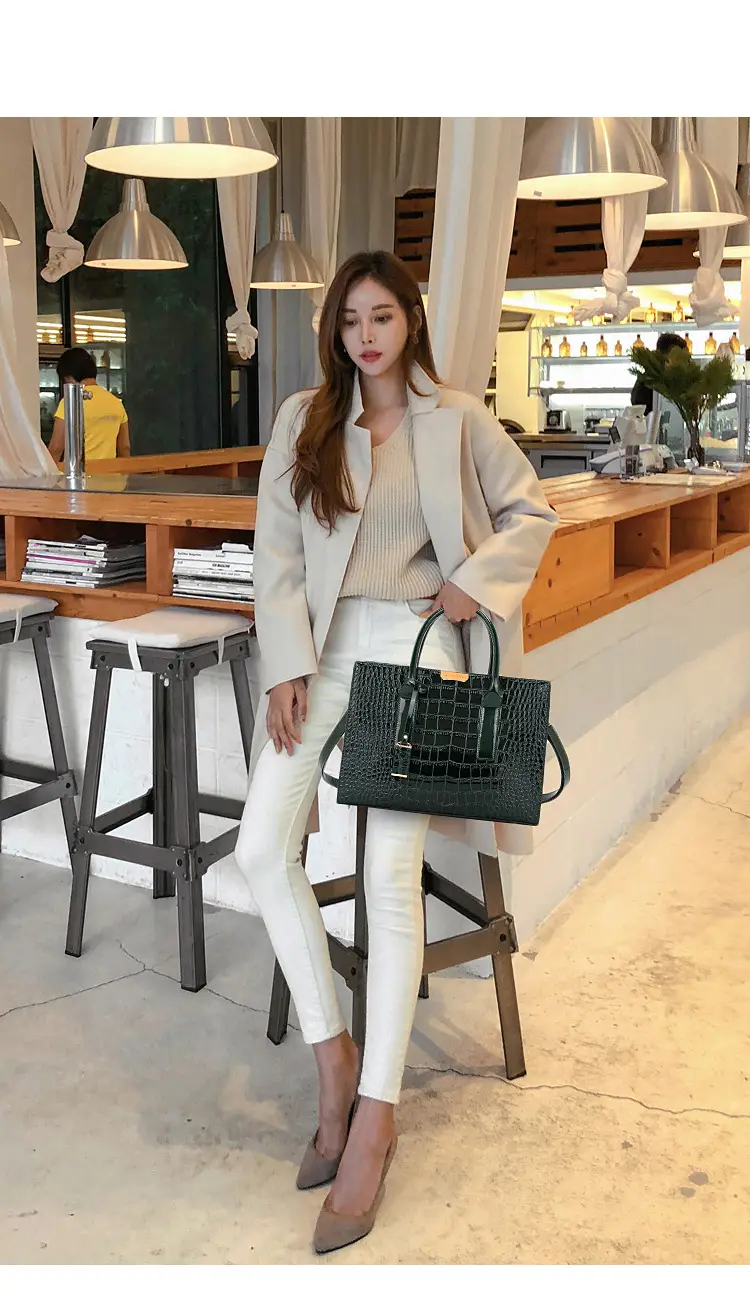 Black Croc Leather Shoulder Bag for Women — feature 13