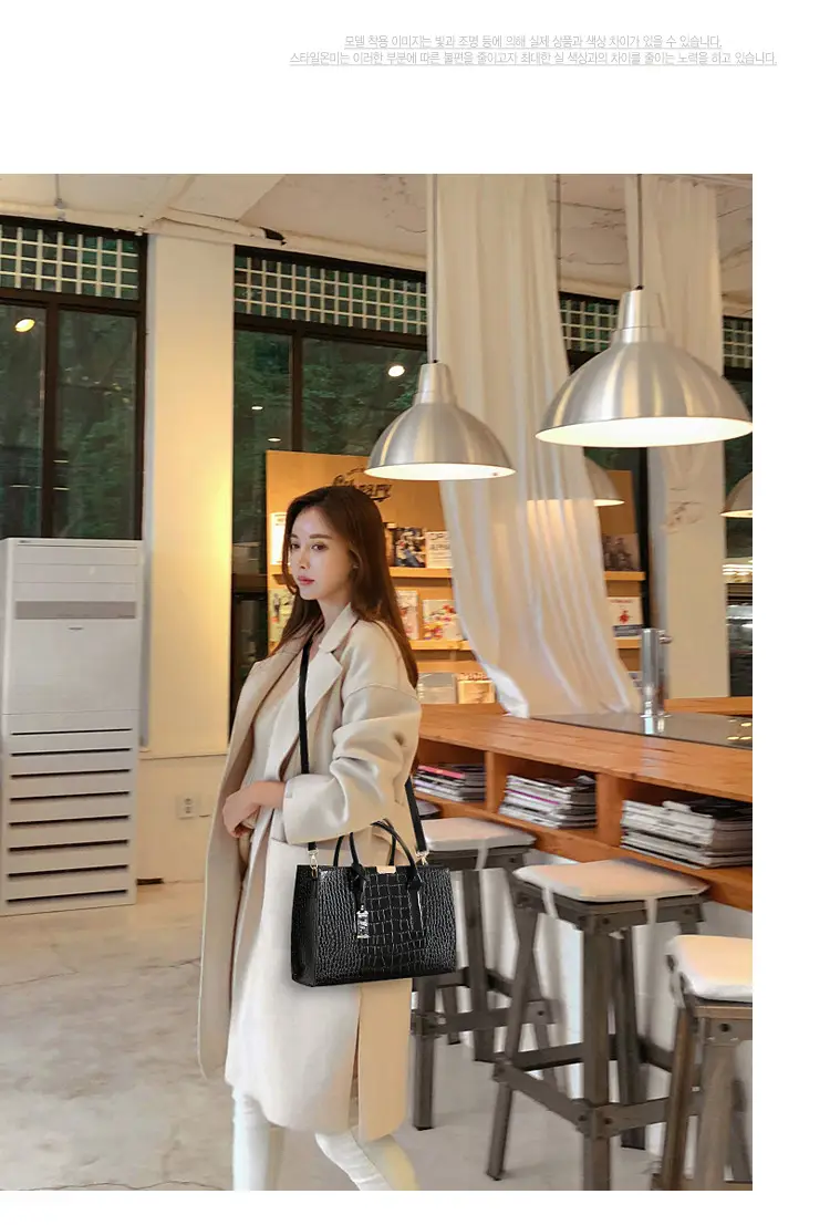 Black Croc Leather Shoulder Bag for Women — feature 14