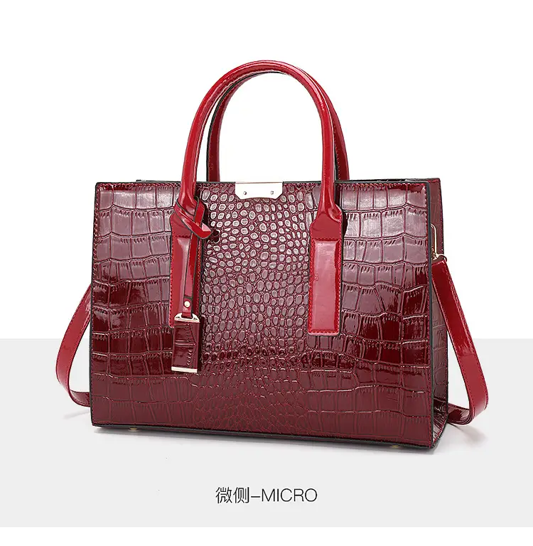 Black Croc Leather Shoulder Bag for Women — feature 17