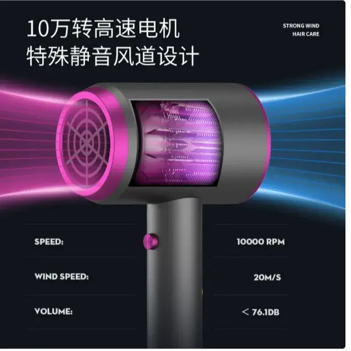 Mini Hair Dryer with Shake Sound & Tripping Protection - Image 6