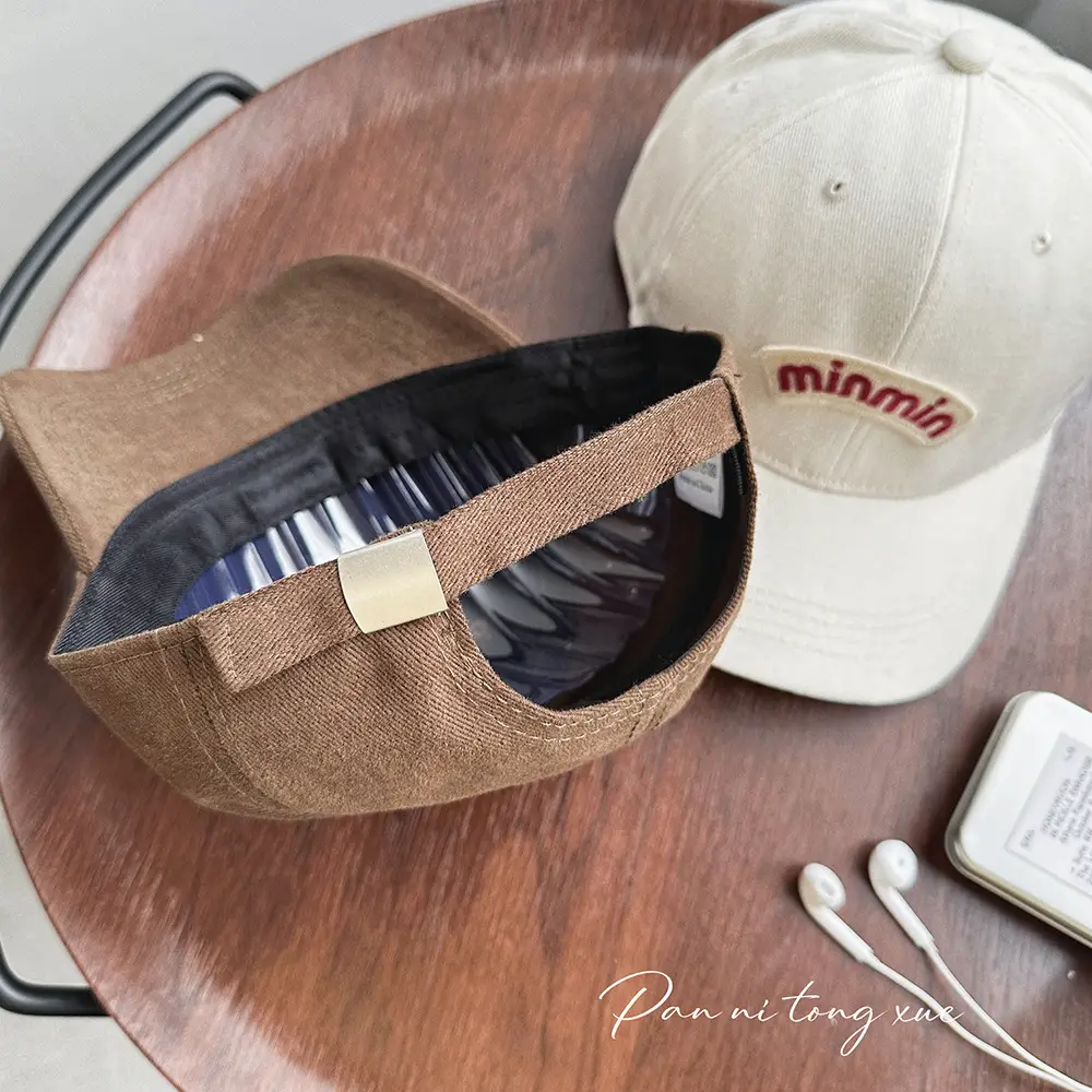 Korean Soft Top Brushed Baseball Cap for Men Brown White - Image 12