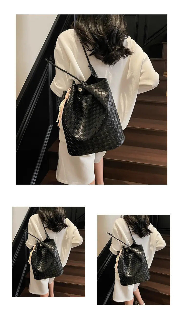 Women's Yellow Woven Hand Bag with Zipper Compartment — feature 12