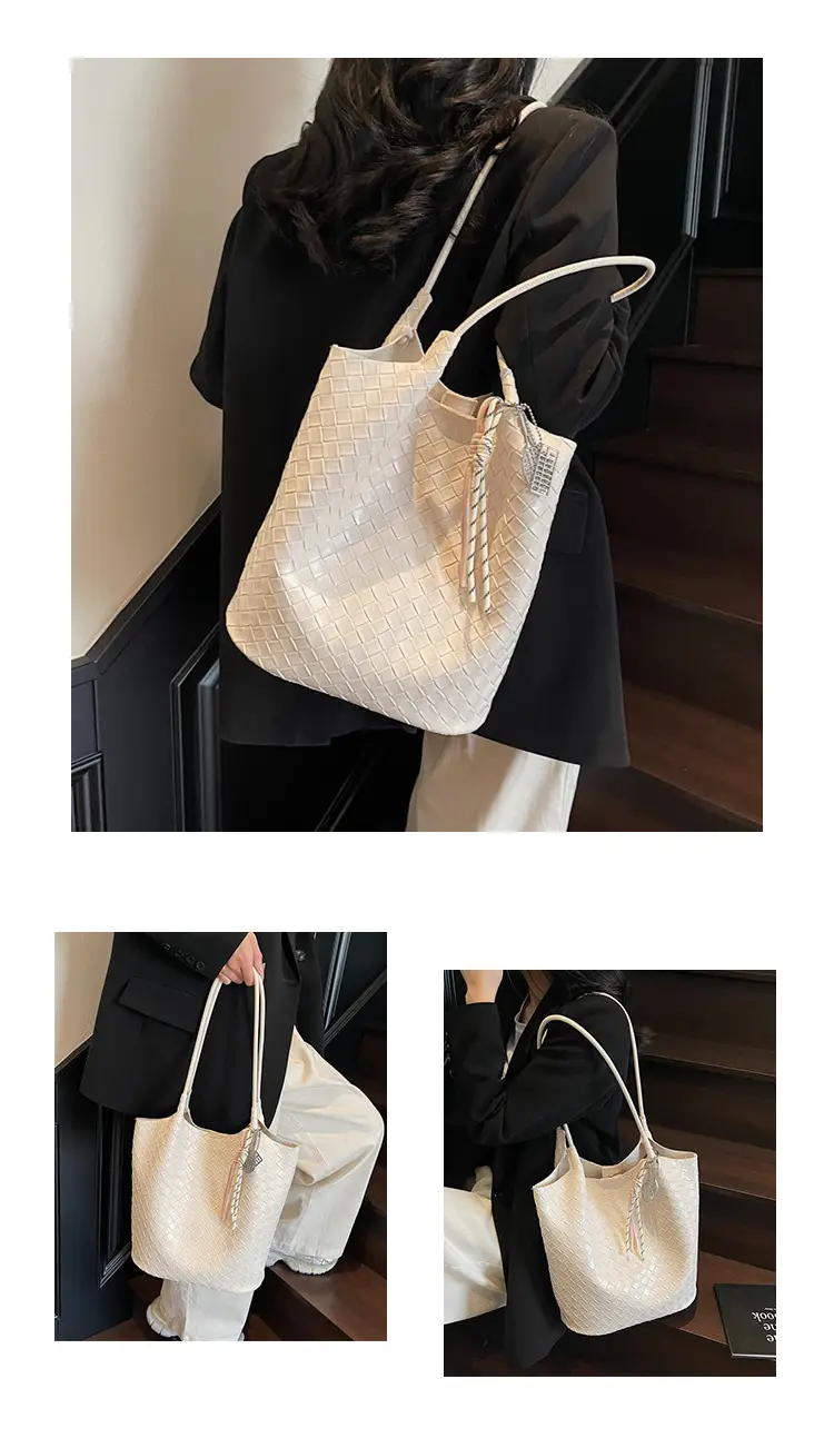Women's Yellow Woven Hand Bag with Zipper Compartment — feature 15