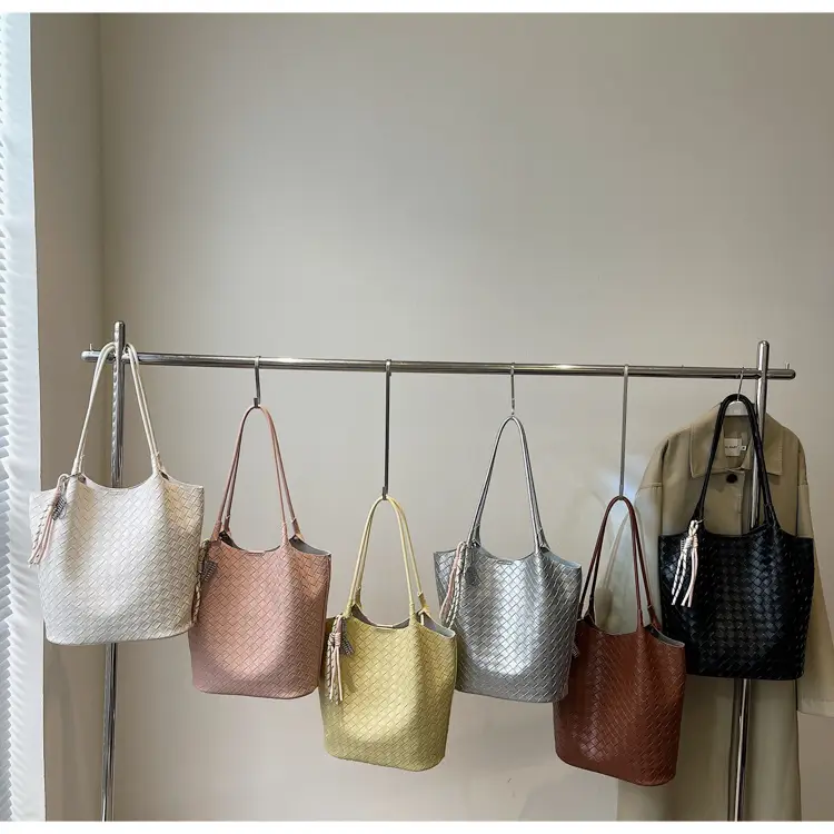 Women's Yellow Woven Hand Bag with Zipper Compartment — feature 16