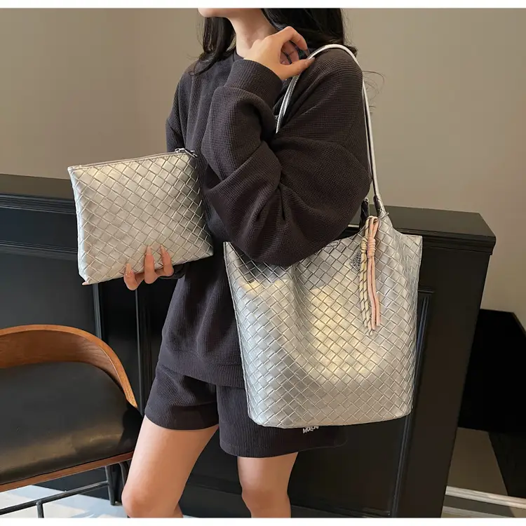 Women's Yellow Woven Hand Bag with Zipper Compartment — feature 25