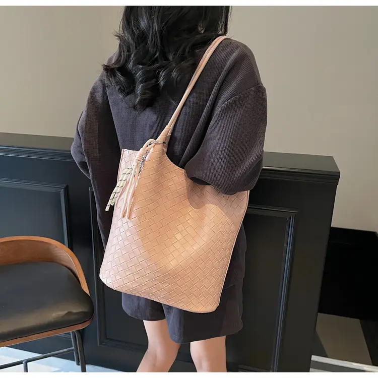 Women's Yellow Woven Hand Bag with Zipper Compartment — feature 27