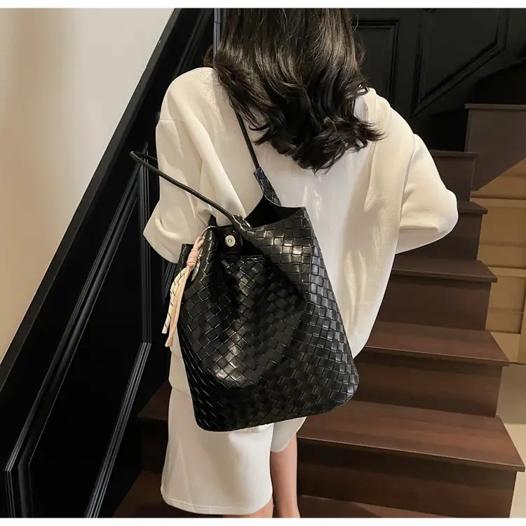 Women's Yellow Woven Hand Bag with Zipper Compartment — feature 29