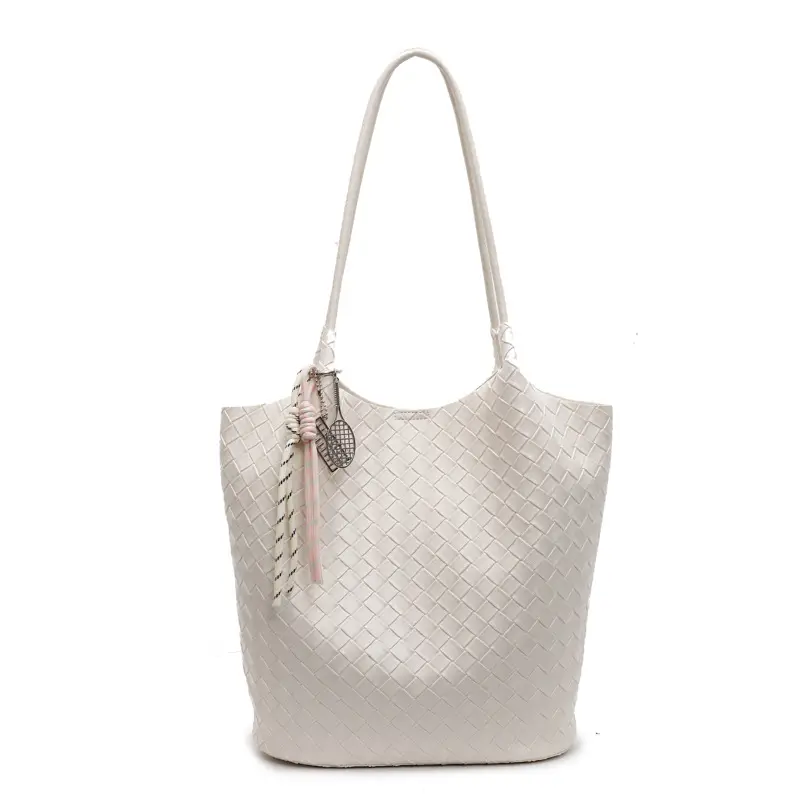 Women's Yellow Woven Hand Bag with Zipper Compartment - Image 2