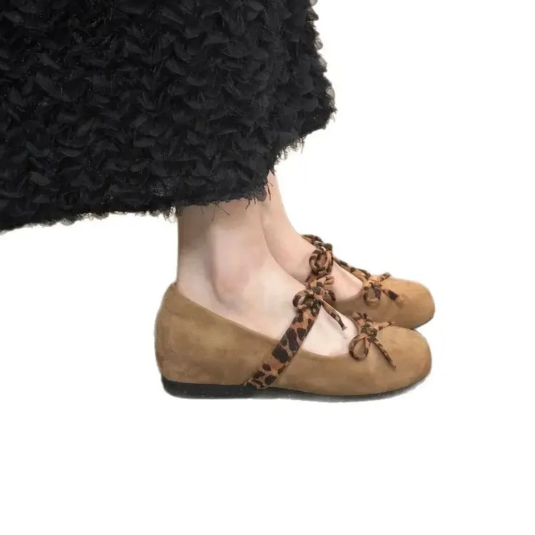 Niche Vintage Height Increase 5cm Shallow Mouth Single-layer Shoes Women's 2025 New Round Toe Bow Ballet Mary Jane Shoes - Image 6