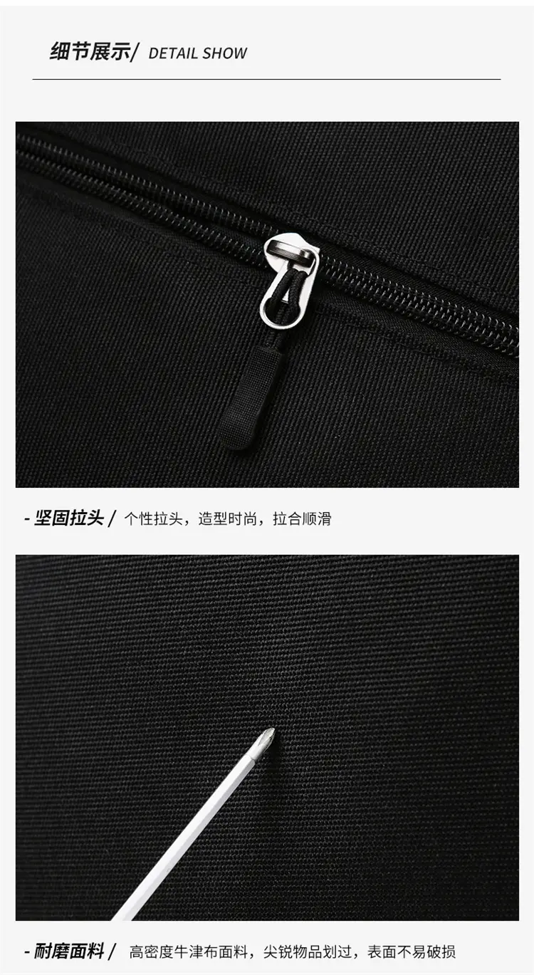 Men's Black Oxford Cloth Shoulder Bag Large Capacity Travel — feature 12