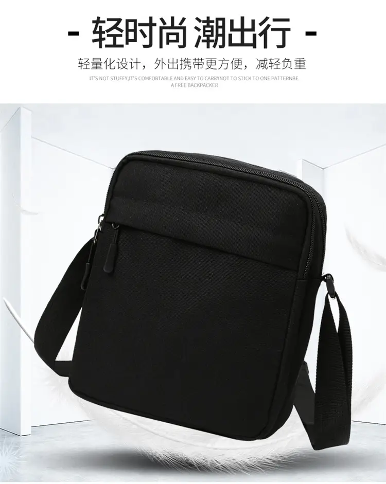 Men's Black Oxford Cloth Shoulder Bag Large Capacity Travel — feature 8