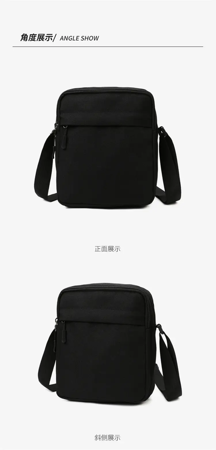 Men's Black Oxford Cloth Shoulder Bag Large Capacity Travel — feature 9