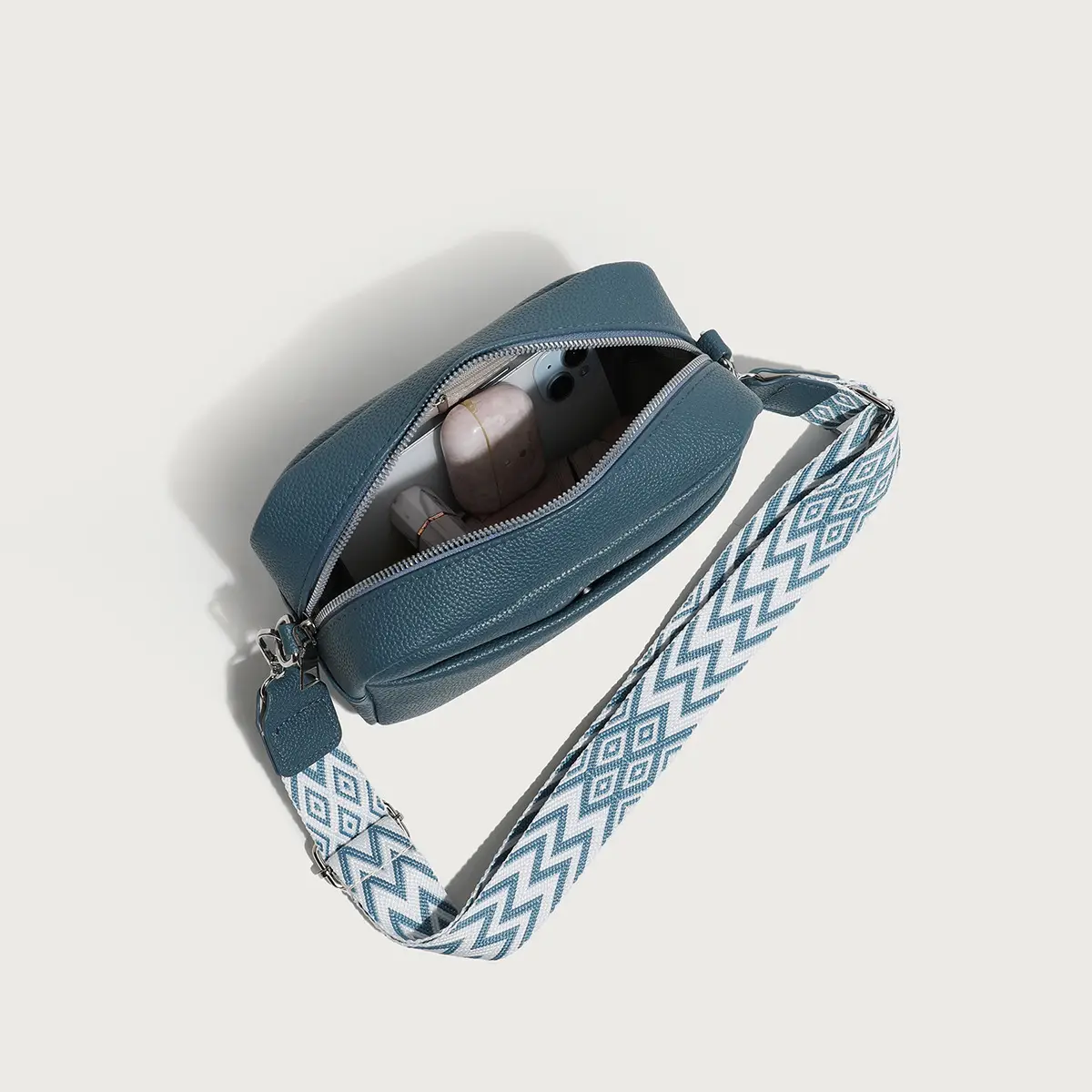 Women's PU Crossbody Bag with Zigzag Strap, 5 Colors - Image 5
