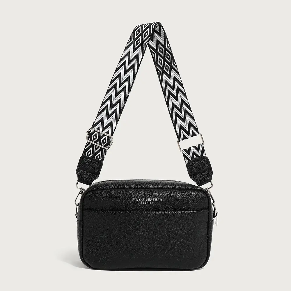 Women's PU Crossbody Bag with Zigzag Strap, 5 Colors