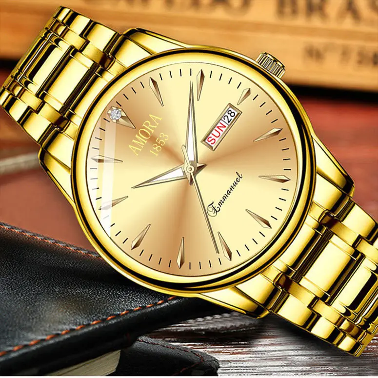 Men's Stainless Steel Quartz Watch with Double Calendar & Luminous Dial - Image 8