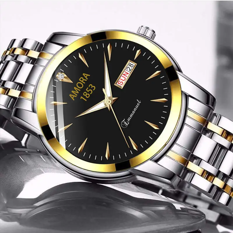 Men's Stainless Steel Quartz Watch with Double Calendar & Luminous Dial - Image 10