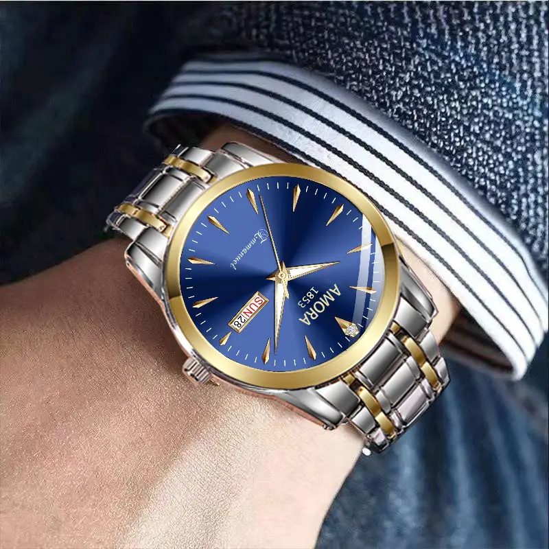Men's Stainless Steel Quartz Watch with Double Calendar & Luminous Dial - Image 11