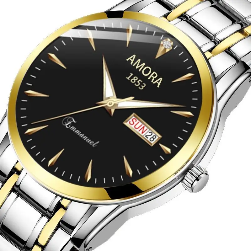 Men's Stainless Steel Quartz Watch with Double Calendar & Luminous Dial - Image 12