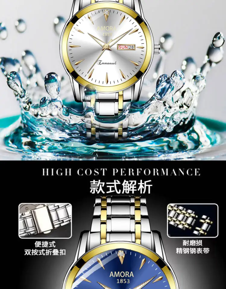 Men's Stainless Steel Quartz Watch with Double Calendar & Luminous Dial — feature 10