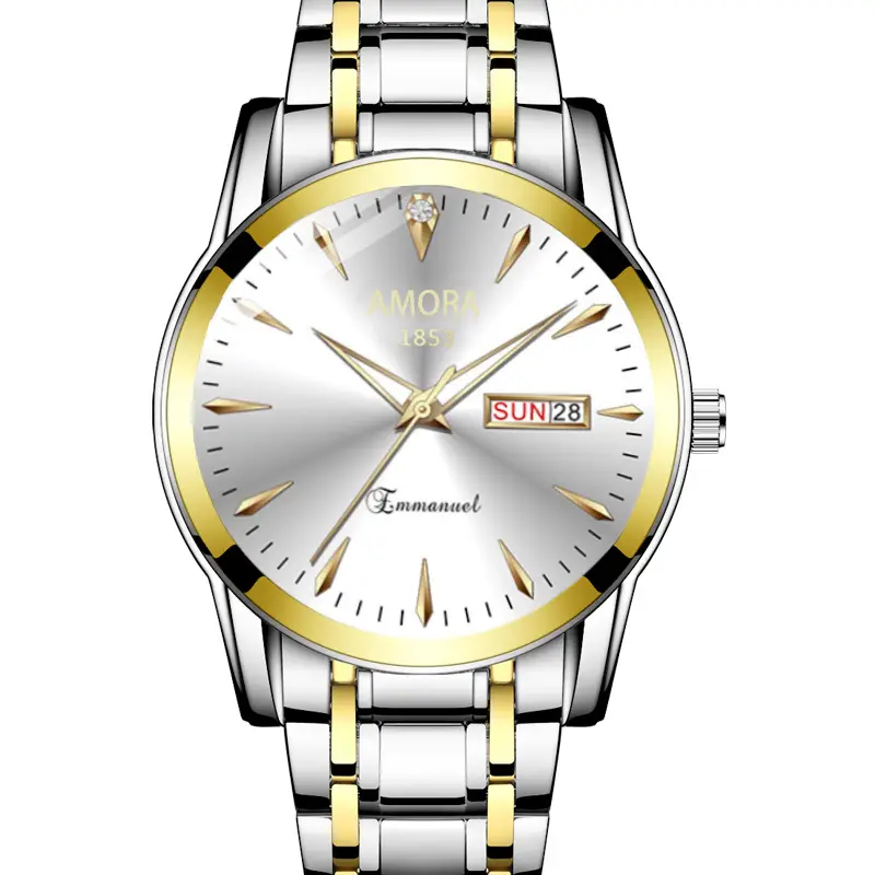 Men's Stainless Steel Quartz Watch with Double Calendar & Luminous Dial - Image 2