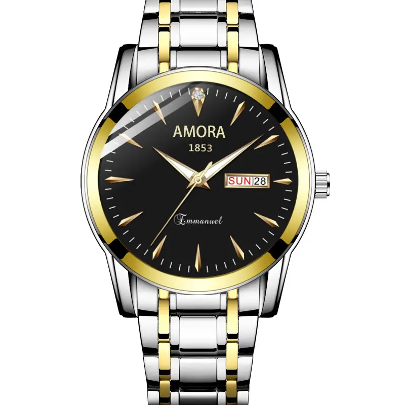 Men's Stainless Steel Quartz Watch with Double Calendar & Luminous Dial - Image 3