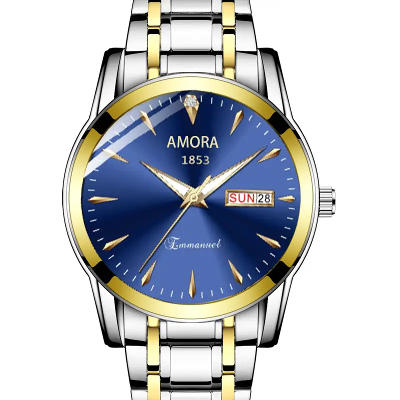 Men's Stainless Steel Quartz Watch with Double Calendar & Luminous Dial - Image 5