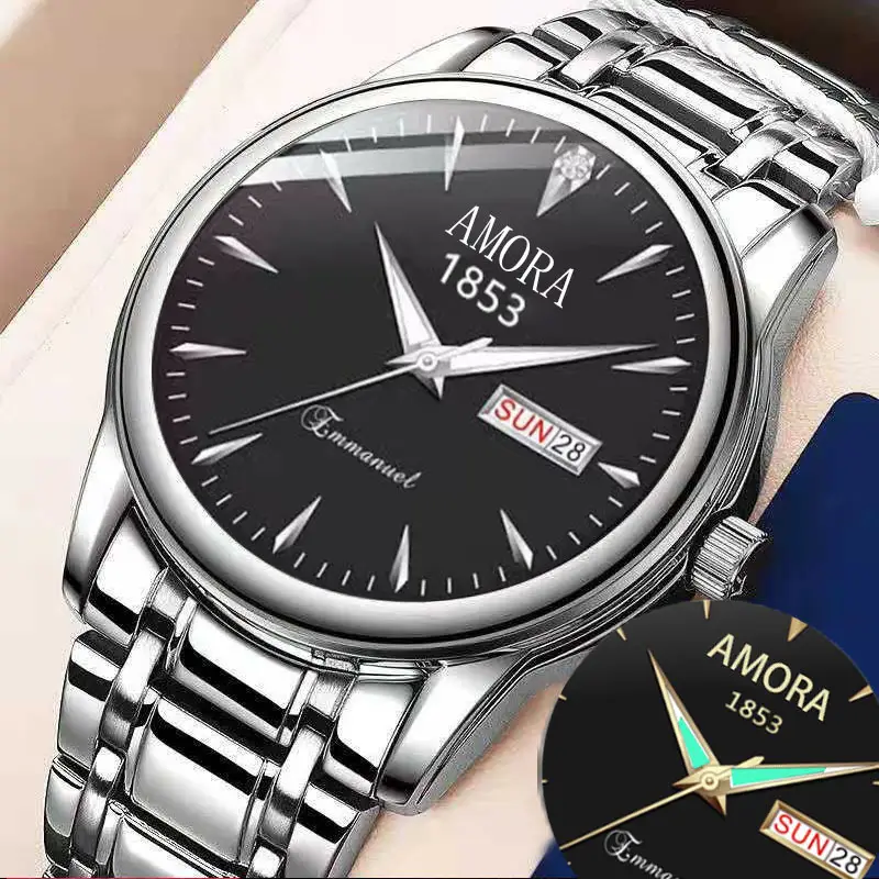 Men's Stainless Steel Quartz Watch with Double Calendar & Luminous Dial - Image 7